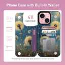 FUNMIKO for iPhone 13 Mini Wallet Case with Card Holder + Cash Clip, RFID-Blocking, Military-Grade Drop Protection & UV-Printed Artwork, Magnetic Closure with Leather Kickstand - Dandelion in The Sky