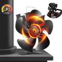 Wood Stove Fan, Fireplace Fan for Wood Burning Stove, Heat Powered fan, Wood Stove Accessories, Quiet Operation Circulating Warm Air, (Include Magnetic Thermometer) (5-Blade)