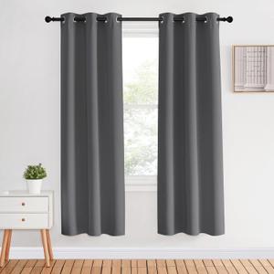 NICETOWN Blackout Window Curtains 70" L, 2 Panels, 34 inch, Grey, Grommet Top Room Darkening Thermal Insulated Vertical Window Drapes Modern for Flat/Apartment