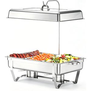 Chafing Dishes Buffet Set for Food Warming and Serving,11QT Stainless Steel Party Trays Warmers for Catering,Weddings,Events with Display and Rolled Edge Design,1 Pack, 3 Compartment