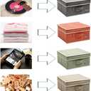 YueYue Small 4 Pack Fabric Stroage Box with Lids, Linen Foldable Stroage Box with lids 4 Color Set 12.4in/12in/6.7in