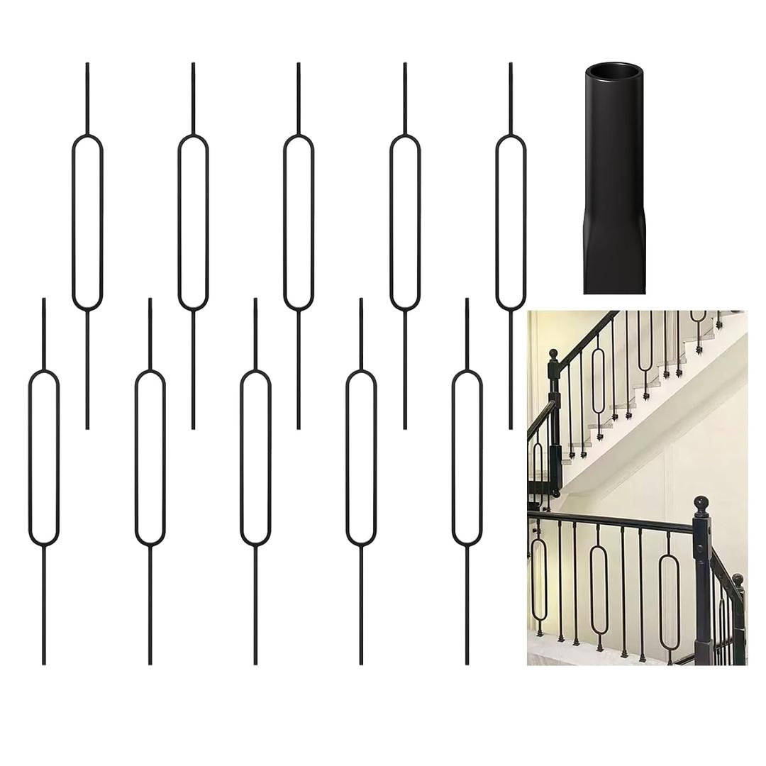 Sidasu 10-Pack Iron Balusters for Staircase Interior, 44-Inch Oval Design