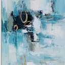 YHSKY ARTS Abstract Blue & Gold Foil Textured Wall Art: Elevate Your Space with Modern Canvas Painting Ideal for Living Rooms, Bedrooms, and Office Decor, 27.5"L x 19.6"W