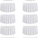 10-Pack White Round Tablecloths, 108 Inches, Stain-Resistant Polyester for 4-5 Ft Round Tables - Washable Table Covers for Weddings, Banquets, Birthday Parties, Events
