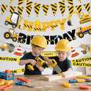 Construction Party Supplies Dump Truck Party Decorations Set with caution tape, construction pennant flags, Happy Birthday Banner, Vehicle Banner for Kids Birthday Party