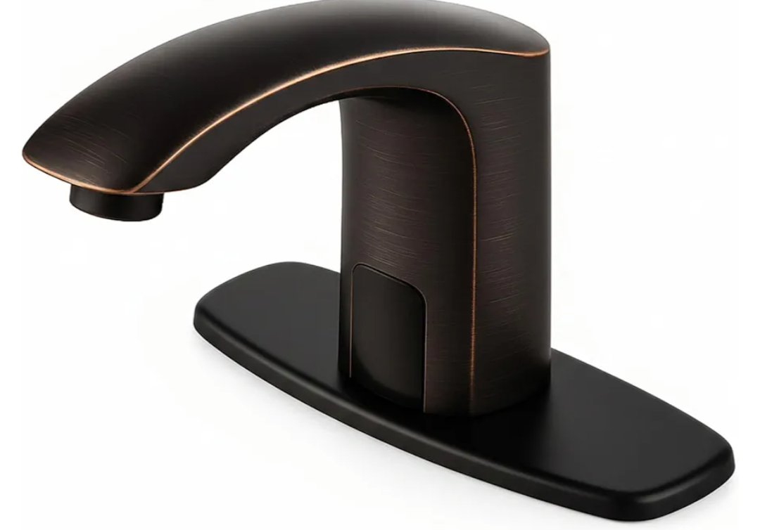 Luxice Sensor Automatic Touchless Bathroom Sink Faucet Hot & Cold Mixer Cover Plate Included Faucet, Oil Rubbed Bronze