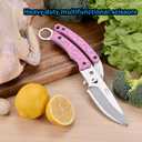 2 x Heavy Duty Kitchen shears, all Purpose shears for food, Poultry Scissors, Stainless Steel Kitchen Scissors for camping, baking G10 Donut Pink