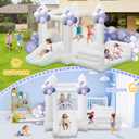 White Bounce House for Kids 3-8, Inflatable Bouncy House with Air Blower Slide Ball Pit Jumping 100 Balloons, Outdoor and Indoor Bouncy Castle for Party Birthday Wedding Event (10x6x6FT)