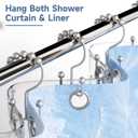 Titanker Shower Curtain Hooks Rings, Rust-Resistant Metal Double Glide Shower Hooks for Bathroom Shower Rods Curtains, Set of 12 Hooks - Space Silver