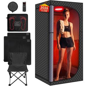 MIXC Upgraded Low EMF Infrared Sauna Box  Ideal for Relaxation & Detoxification | Includes Folding Chair | Multi-Layer Full-Body Sauna Tent for Home, Spa, Indoor, Outdoor & Gym Use (Infrared Version)
