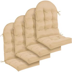 Geelin 4 Pcs Adirondack Chair Cushion High Back Patio Chair Cushion 44 x 19 x 4 Inch Tufted Weather Resistant Fade Resistant Seat Rocking Chair Cushion for Patio Rocking Chair Cushion Seat (Beige)