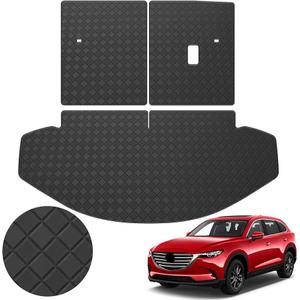 TTX LIGHTING Original Cargo Liner and Rear Backrest Mat for 2016-2023 Mazda CX-9 Sport Only - Custom Fit PU Leather Trunk Mat - All Weather Anti-Slip Cargo Mats for Mazda CX 9 Accessories 2016-2023