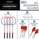 Zdgao Badminton Sets for Backyard, Portable Badminton Net with Tension Adjuster, Badminton Racket Set of 4, 3 Nylon Shuttlecocks, Boundary Line and Carry Bag for Backyard Beach Family Games, 20 feet x 30"