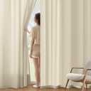 MIULEE Cream Beige Privacy Sheer Curtains That Let Light in 84 Inches Long Non-See-Through Semi Sheer Curtain Light Filtering Window Curtains Drapes for Living Room Bedroom 2 Panels Set