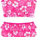 blibean Teen Girl Swimsuits Two Piece Bikini Sets with Chest Pad Size 6-15 Years (Rose Pink)