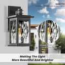 Exterior Lighting fixtures Black Outdoor Lights for House | Aluminum Outdoor Wall Lights with Hand-made Solder Glass, 2-Pack Porch Light for Garage E26 Socket, 12 Inch Height