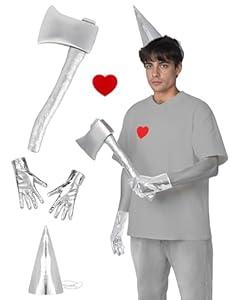 Amazon.com: POEWAUVE Halloween Costume Accessories Silver Funnel Hat Axe Heart Brooch Silvery Gloves Set Halloween Costume Accessories for Man Women Cosplay Party : Home & Kitchen