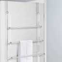 MyGift 3 Tier Over The Door Towel Rack for Bathroom, Over The Door Bath Towel Bar, Hand Towel Holder, Behind Shower Door Drying Rack for Laundry, Chrome-Plated