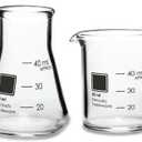 Periodic Tableware Laboratory Beaker Shot Glasses - 3.3 Borosilicate Glass with Graduated Measurements, 2 Beakers & 2 Erlenmeyer Flasks, 50ml / 1.7oz - Science Gift for Teachers