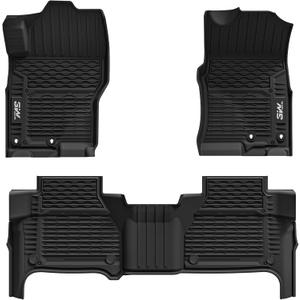 3W Floor Mats for Nissan Frontier 2026 2025-2022 Crew Cab(Not for 2nd with Under Seat Speaker), All Weather TPE Custom Fit Car Liner for Frontier Crew Cab Pickup, Black