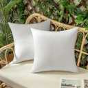 Woaboy Set of 2 Outdoor Waterproof Throw Pillow Covers Decorative Farmhouse Linen Pillowcases Solid Cushion Cases for Patio Tent Balcony Couch Sofa Livingroom White 16x16 inch