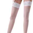 Lidogirl Women's Lace Nights Garter Belt with Stockings Sheers, One Size  (White)