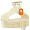 Uinicor 50 Pack Beige Velvet Hangers,Non Slip,Heavy-Duty,Slim,Space Saving,with Felt Surface and Gold 360°Swivel Hook,for Pants,Outfit,Skirts,Suits,Coats,Dresses ect.