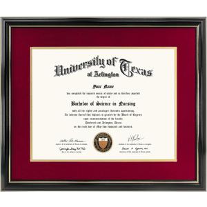 GraduationMall 11x14 Diploma Frame with Red over Gold Mat or Display 15x18 Certificate without Mat,Solid Wood & UV Protection Acrylic,Glossy Black Finish with Gold Trim