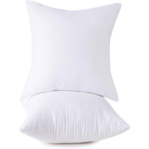 HOMESJUN Throw Pillow Inserts, 18x18 Inch Decorative for Sofa, Bed and Chair, Cotton Cover, Set of 2, White