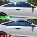 IKON MOTORSPORTS Tape On External Window Visor, Compatible with 2016-2020 Honda Civic Coupe 2Dr 10th Gen FC FC3 FC4, Transparent Smoke Tinted Mugen Style Air Deflector Sun Shade Rain Guard Wind Vent