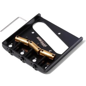 Wilkinson WOT01 2-1/8 inch(54mm) Vintage Telecaster Guitar Bridge Brass 3-Saddles Fixed Bridge for TL Style Electric Guitar (WOT01 Black)