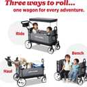 Radio Flyer City Luxe Stroll 'N Wagon, for Ages 1+, 3-in-1 Push or Pull, with Bench Mode, Easy Fold, UV Canopy, 5-Point Harnesses, Front Caster Wheels & 12" Rear Wheels, Stroller Wagon for Kids