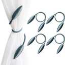 Valea Home 4 Pieces Curtain Tiebacks Clips Creative Window Drape Twist Tie Backs European Style Custom Made Curtain Holders Decorative Draperies Holdbacks, Teal (Set of 4)