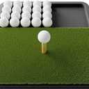 Integrated Golf Mat with Ball Tray, Small Thickening Golf Mats Practice Outdoor & Indoor, Artificial Grass with Anti-Slip Rubber Bottom Mat for Driving, Chipping Swing