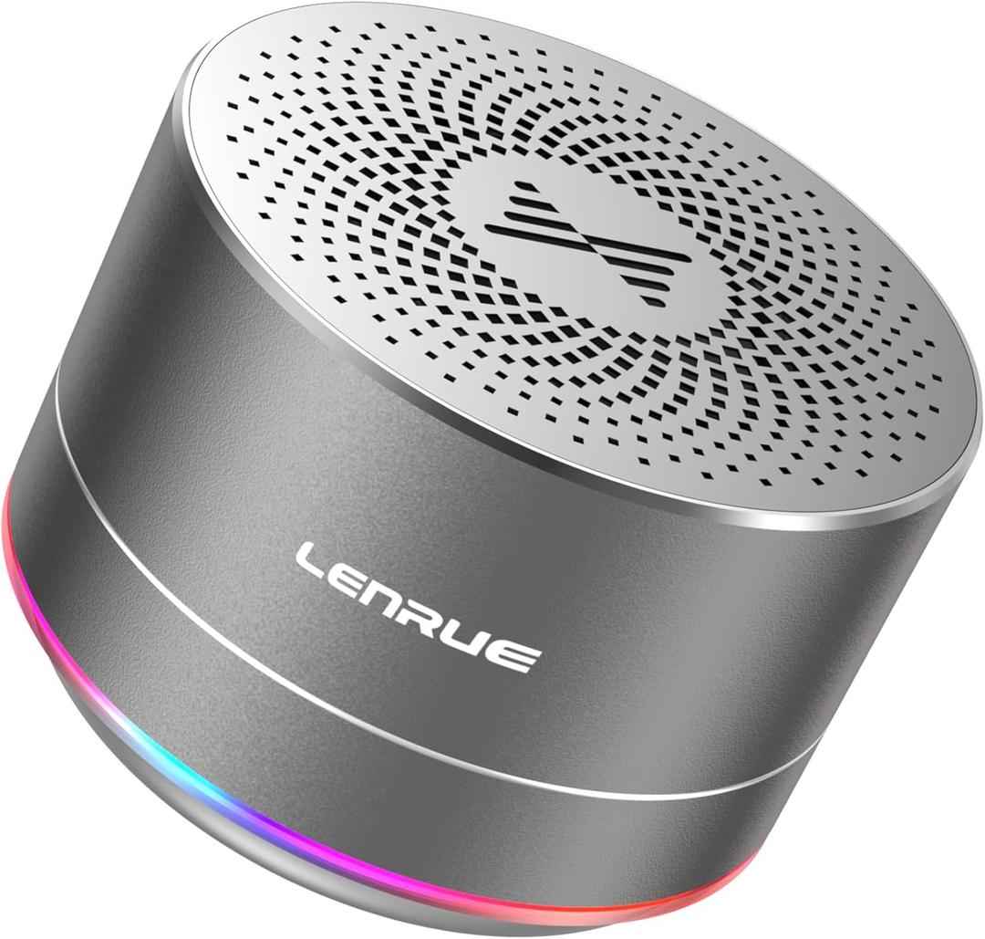 LENRUE Portable Bluetooth Speakers, Wireless Speaker with Clear Sound, Long Playtime, Small Mini Metal Speaker, Christmas Birthday Gifts for Men, Women, Kids (Space-Gray)