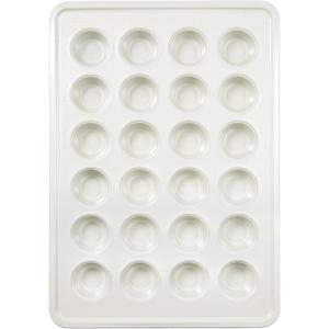 HONGBAKE 24 Cup Nonstick Ceramic Mini Muffin Pan, Non-toxic Mini Cupcake Pans, Muffin tin for Baking, Heavy-duty Aluminized Steel Cupcake Tray with Diamond Texture, Easy To Clean, Cream