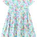 Toddlers Girl's Dress Infants Short Sleeve Casual Summer Dresses Cute Kids Toddler Outfits (3-4T, A-little Flowers on Blue)