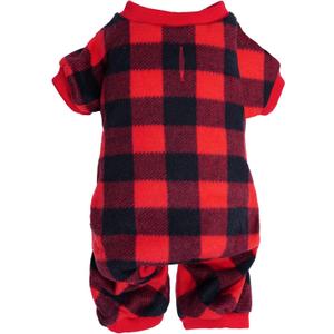 Pet Christmas Pajamas Red Black Buffalo Plaid Jumpsuit Dog Cat Soft Winter Clothes Puppy Doggie Checkered Sweater Apparel (L)