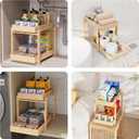 Bamboo Wood Under Sink Organizer 2 Pack, Pull Out Cabinet Organizer 2 Tier Under Sink Organizers and Storage with Sliding Drawer Sturdy Easy Assembly for Kitchen Bathroom Undersink, Natural