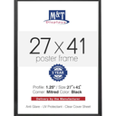 M&T Displays Snap Poster Frame Black 1.25" Aluminum Profile Front Loading Wall Mounting Photo Picture Document Certificate Sign Holder Mitered Corner Anti Glare Cover (Black, 27x41 in)