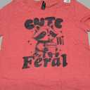Cute But Feral Funny Racoon Toddler Girls Kids T-Shirt (Red, S)