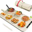 Food Warming Mat, iTRUSOU 27.5x16'' Electric Warming Tray with 7 Temp-Settings, Switchable Fahrenheit/Celsius, 99h Timer, Foldable Food Warmer Keep Food Warm at Buffet, Party, Sabbath, Daily Use, Beige