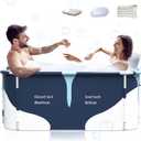 53" Extra Large Portable Foldable Bathtub with Cover for Adult, Family SPA Soaking Tub for Small Bathroom, Thicken Multiple Layer Bathtub with Lid for Shower Stall (Milk Style SP4)