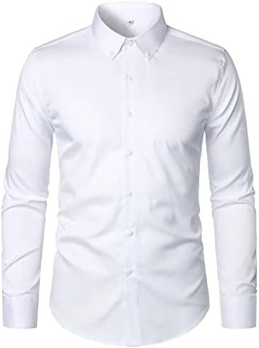 HOOD CREW Men’s Long Sleeve Button Down Shirt Slim Fit Casual Solid Dress Shirts M