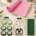 40 Rolls of 40-Color Bulk Crepe Paper, Including 100 Flower Stems and 6 Rolls of Tape, Plus a Free 5.43-inch Pair of Scissors Suitable for Bouquet Wrapping, DIY Crafts, Wedding and Party Decorations