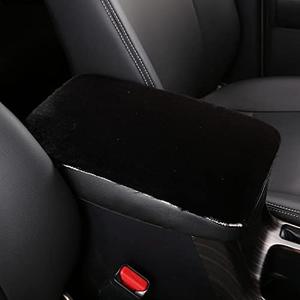 Silence Shopping Fluffy Furry Armrest Cover for Car, Auto Center Console Cover Pad Car Soft Console Pad Wool Fur Armrest Seat Box Cover Protector Universal Fit for Most Vehicle, SUV (Black)