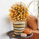 Fall Orange Artificial Flowers with Ground Stakes - 2 Pack 21 Inch UV Resistant Artificial Plants for Garden, Patio or Porch Thanksgiving Decorations