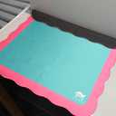 Generic Standard Mahjong Mat (4 Color Combinations) | Scalloped Edges & Bright Colors | 31"" x 31"" (Green Center- Pink Scallop)