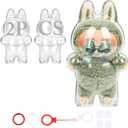 2 x [2-Pack] Clear Protective Cases Compatible with LABUBU Monsters Exciting-with Independent Hanging Kit & Dual Stabilization Tape