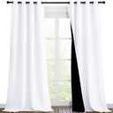 NICETOWN White 100% Blackout Curtains for Windows, Pack of 2, 46" W x 96" L, Super Heavy-Duty Black Lined Total Darkness Drapes for Bedroom, Privacy Assured Window Treatment for Patio
